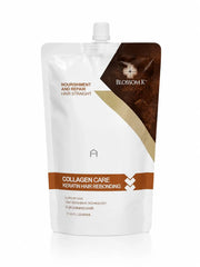 Blossom K Collagen Care Keratin Hair Rebonding pouch Step A for hair straightening, nourishment, and repair (500ml / 17.63 fl oz).