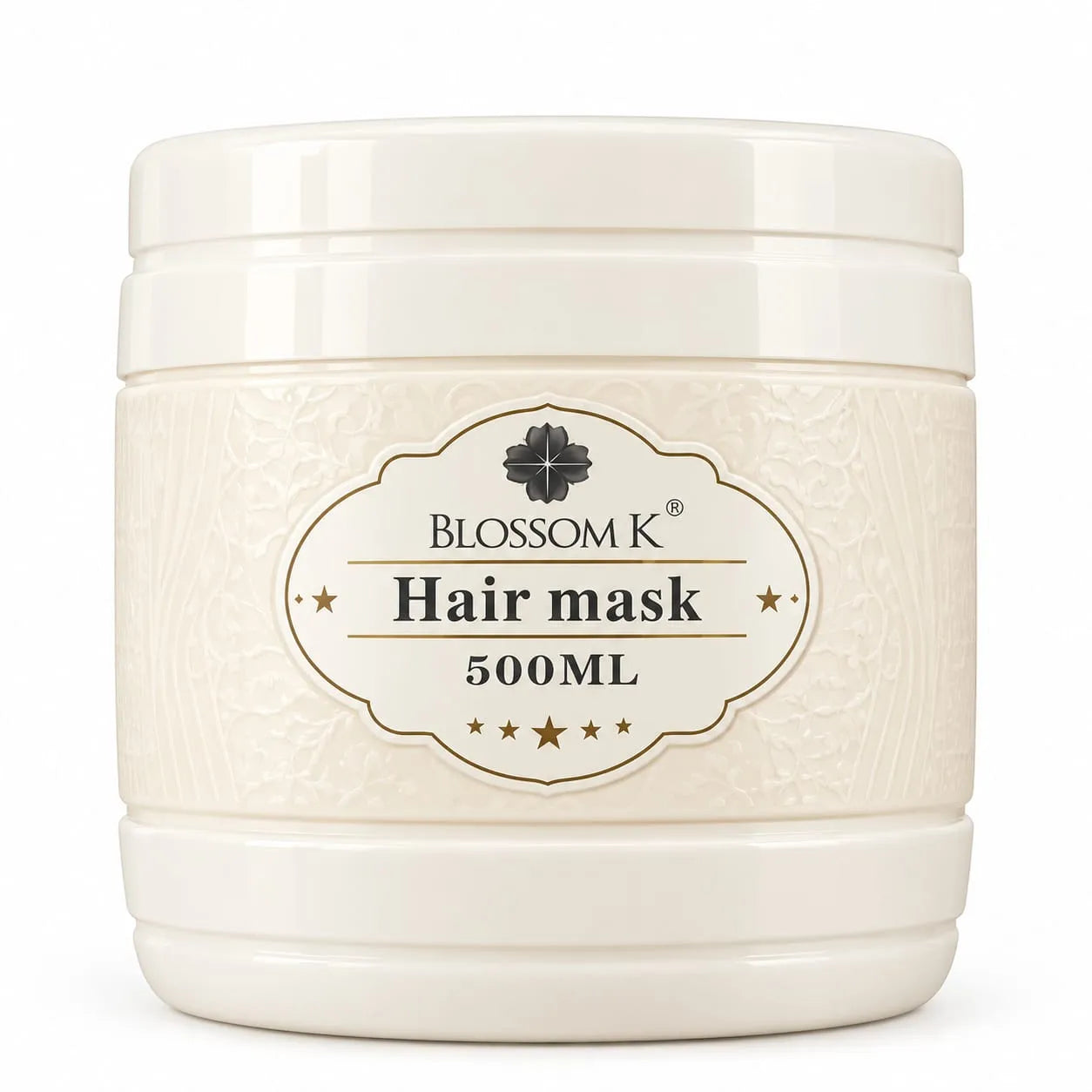 Blossom K Hair Repair Mask box in a metallic gold and beige color scheme with black and gold text, on a white background.